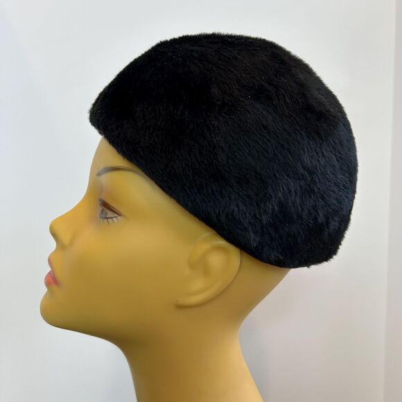 Vintage 50s Faux Fur Shag Wool Mohair Minimalist Sculpted Asymmetric Skull Cap - Picture 3 of 7